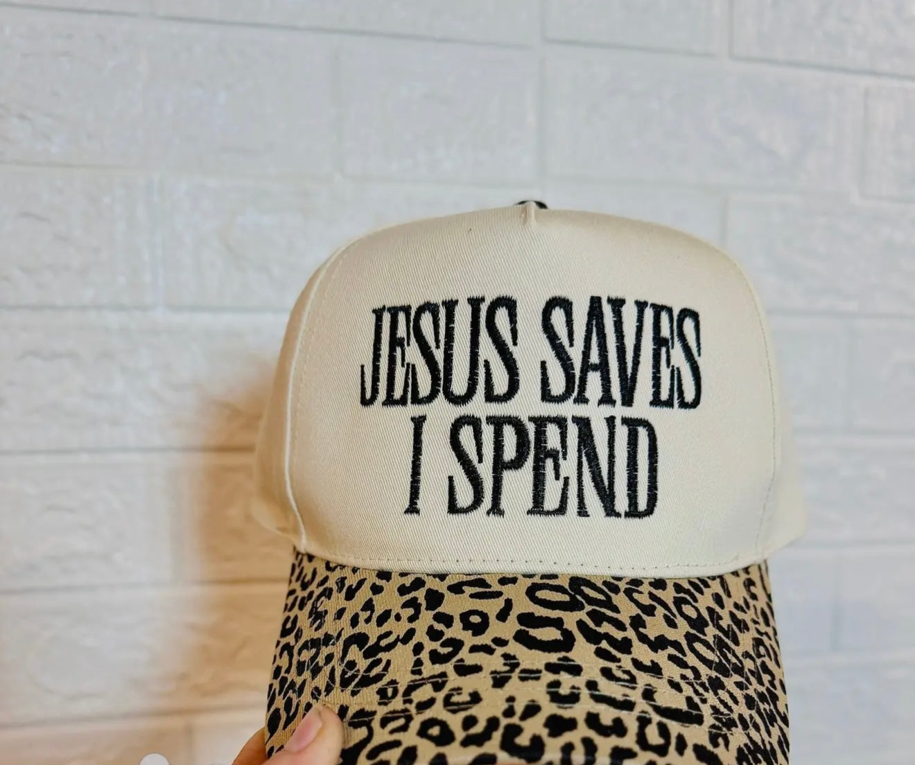Jesus Saves I Spend - Leopard Hat