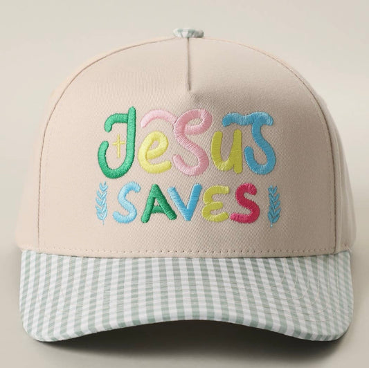 Jesus Saves Gingham Hat