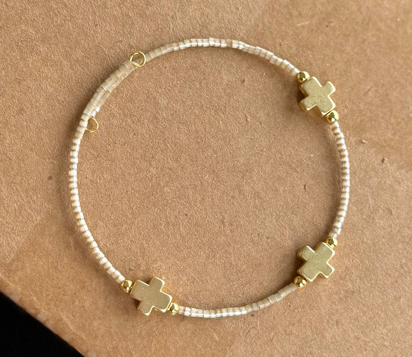 Faithful Cross Bangle - Smoky Quartz