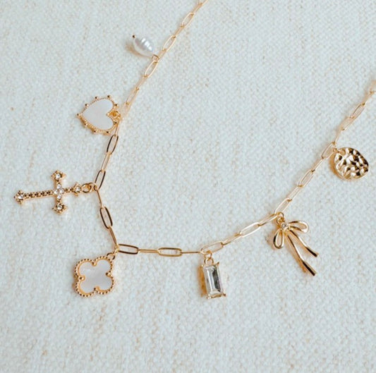 Cross Clover Charm Necklace